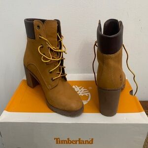 Wheat timberland boots with heels size 6.5